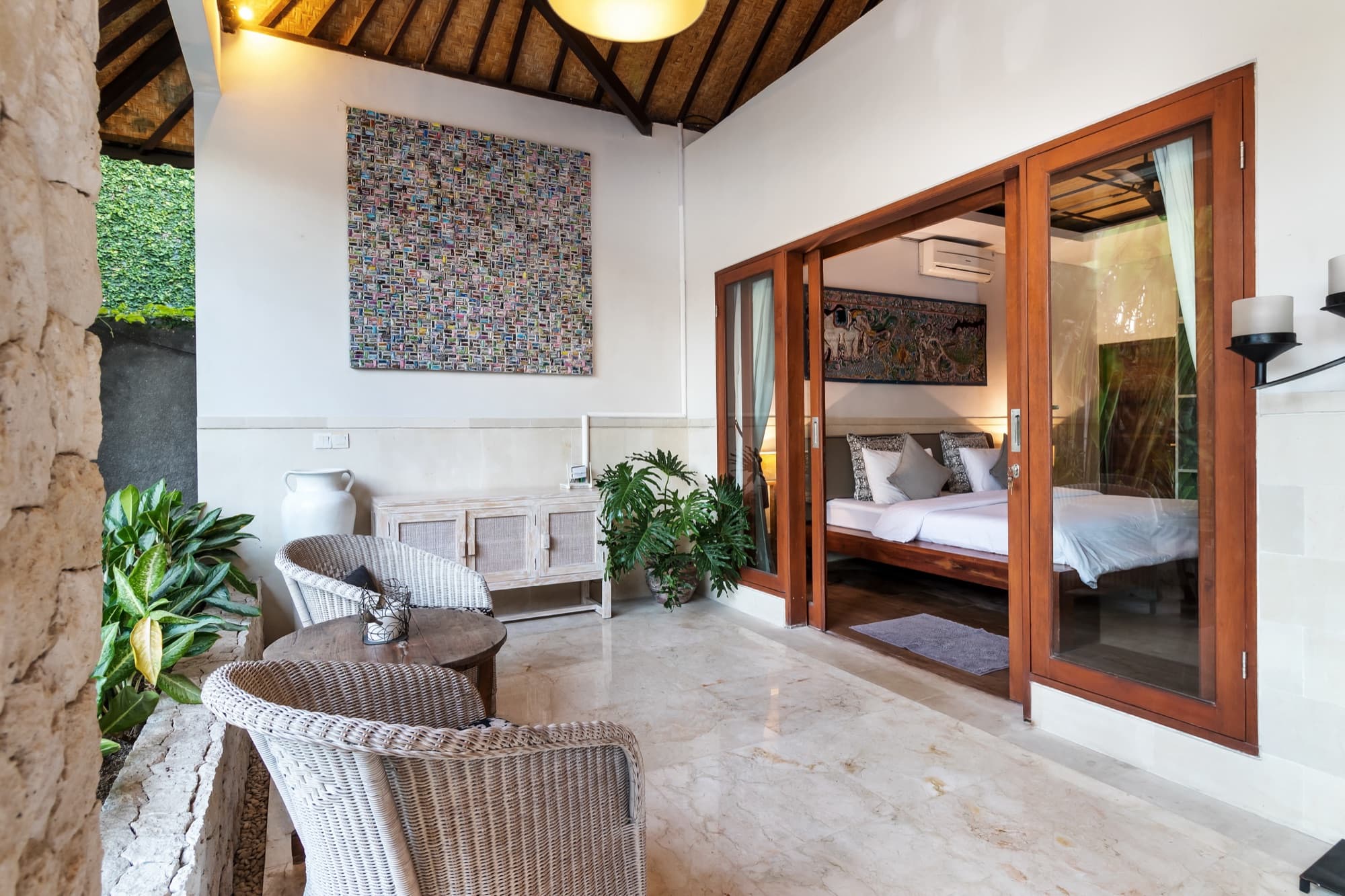 Villa Blue Bali — private bedroom terrace opening into the master bedroom